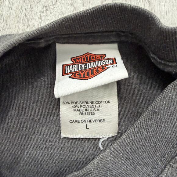 Vintage Harley Davidson Shirt Men's Large Gray Flame Sleeves y2k Biker Grunge - Picture 5 of 9